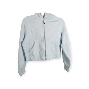 Lululemon Starch Blue Full Zip Cropped Scuba Oversized Hoodie SZ XS S Athleisure